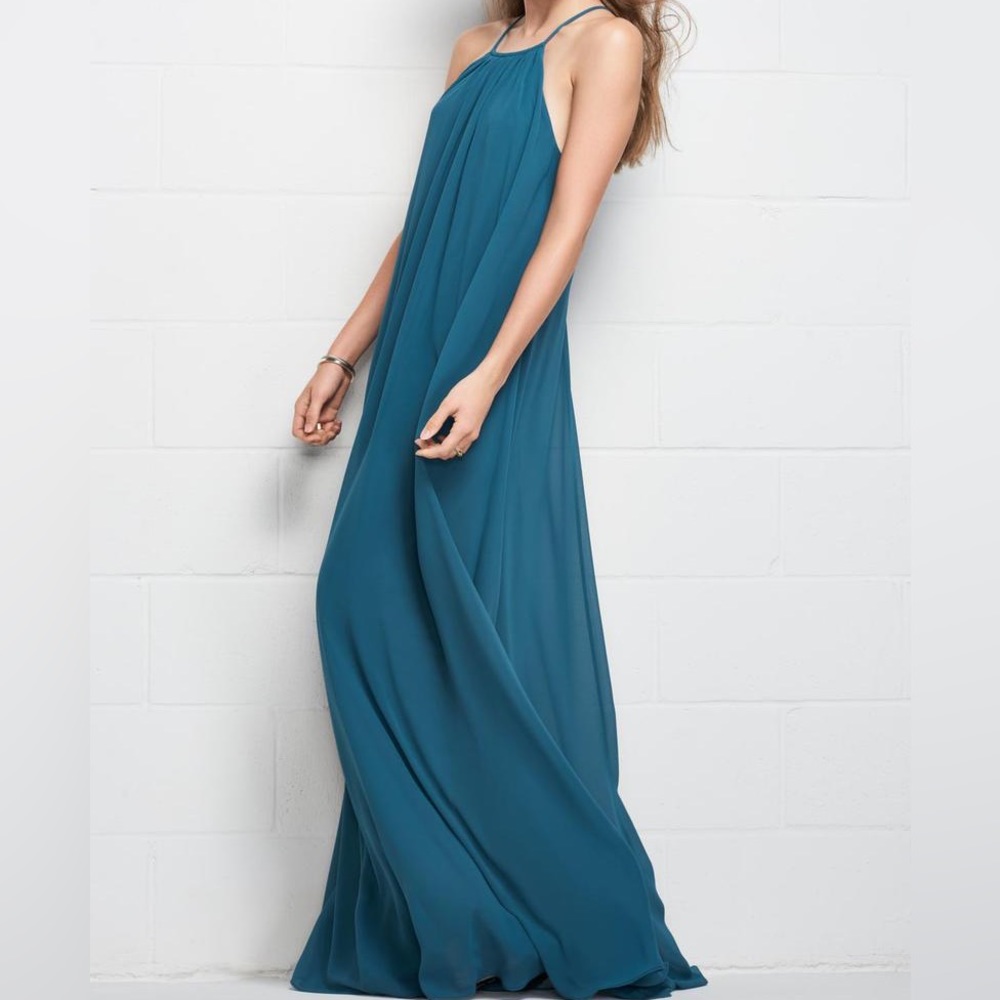 Heather blue bridesmaid dress